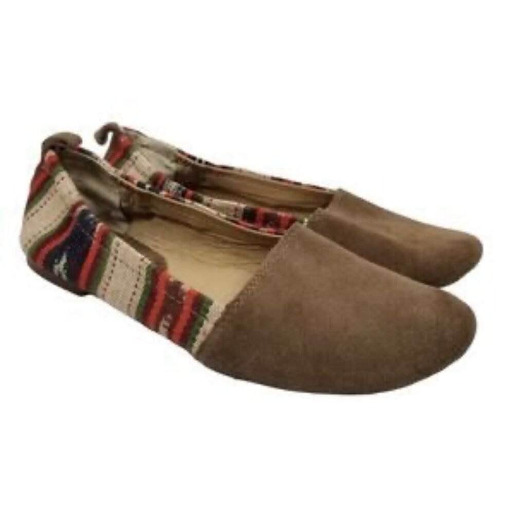 Latigo Bettie Southwestern Aztec Suede & Leather Ballet Flats Shoes Size 10